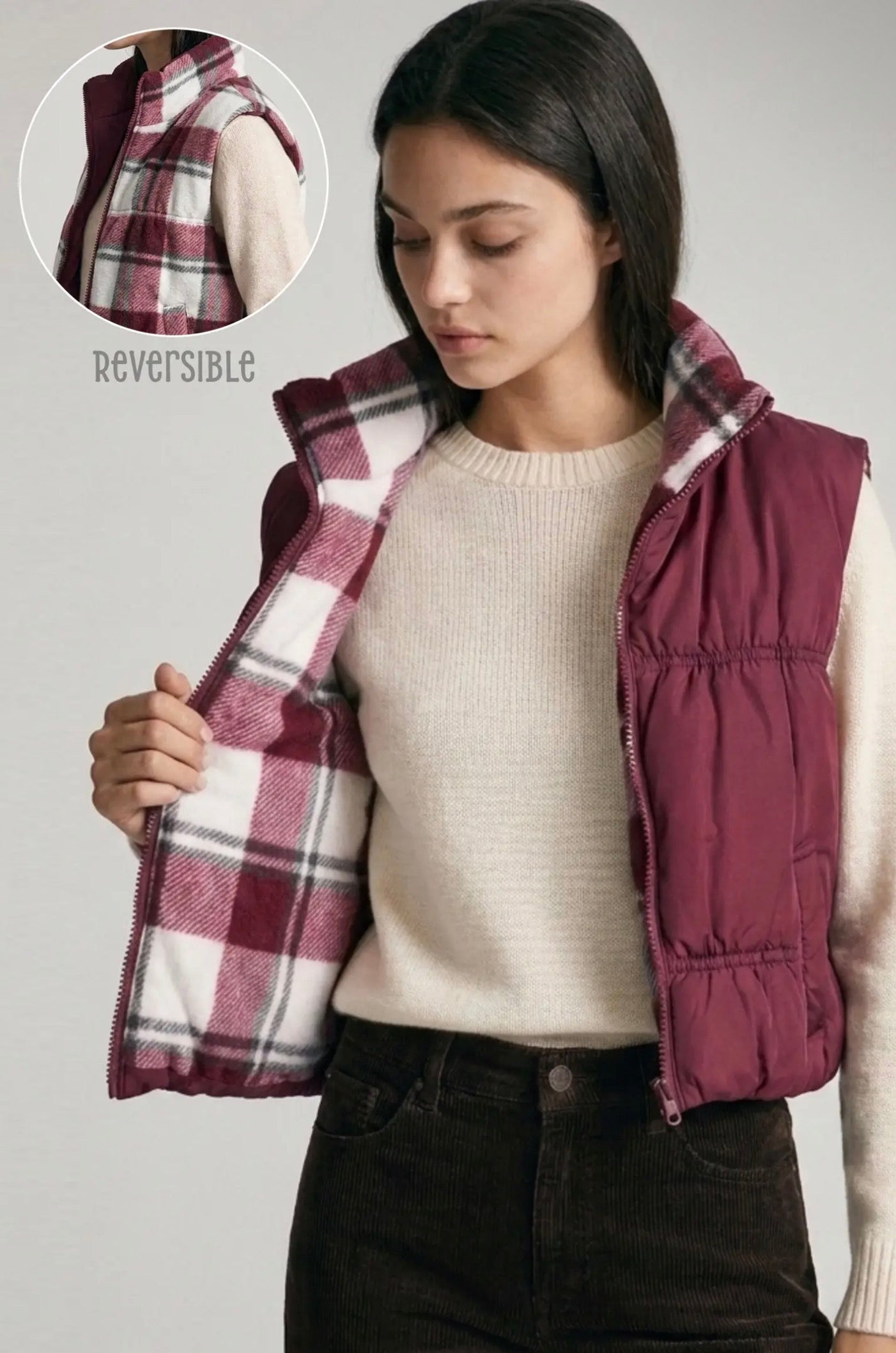 Maroon Puffer vest * pre order